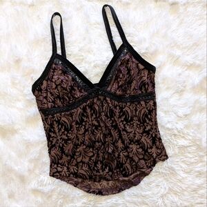 90s Vintage Lip Service Sheer Purple Burnout Velvet Gothic Cami Top Size Medium